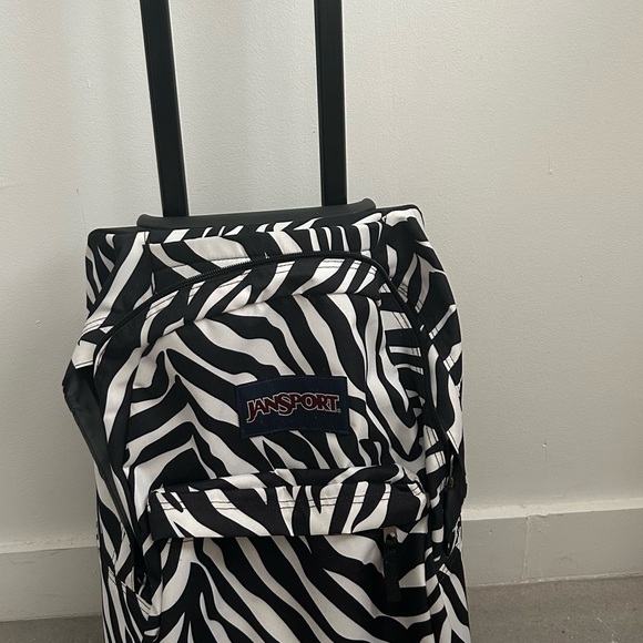 Jansport Black and White Zebra Rolling Backpack - Picture 3 of 8